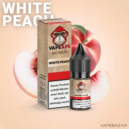 VapeApe – White Peach – Nic Salts - 10mg/ml, 20mg/ml