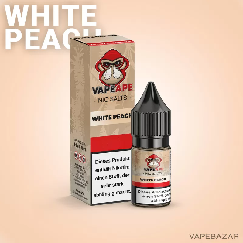 VapeApe – White Peach – Nic Salts - 10mg/ml, 20mg/ml - Image 2