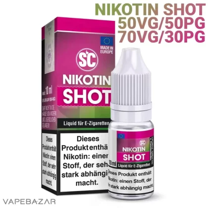 SC Nikotin Shot 10ml – 50PG/50VG oder 70VG/30PG - SC Liquid; Glycerin, Propylenglykol; 20mg/ml, 9mg/ml