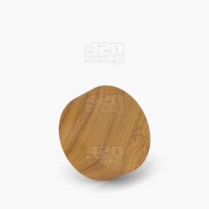 Child Resistant | Flat Push Down & Turn Plastic Caps w/ Foam Liner | 38mm – Bamboo Wood – 320 Count