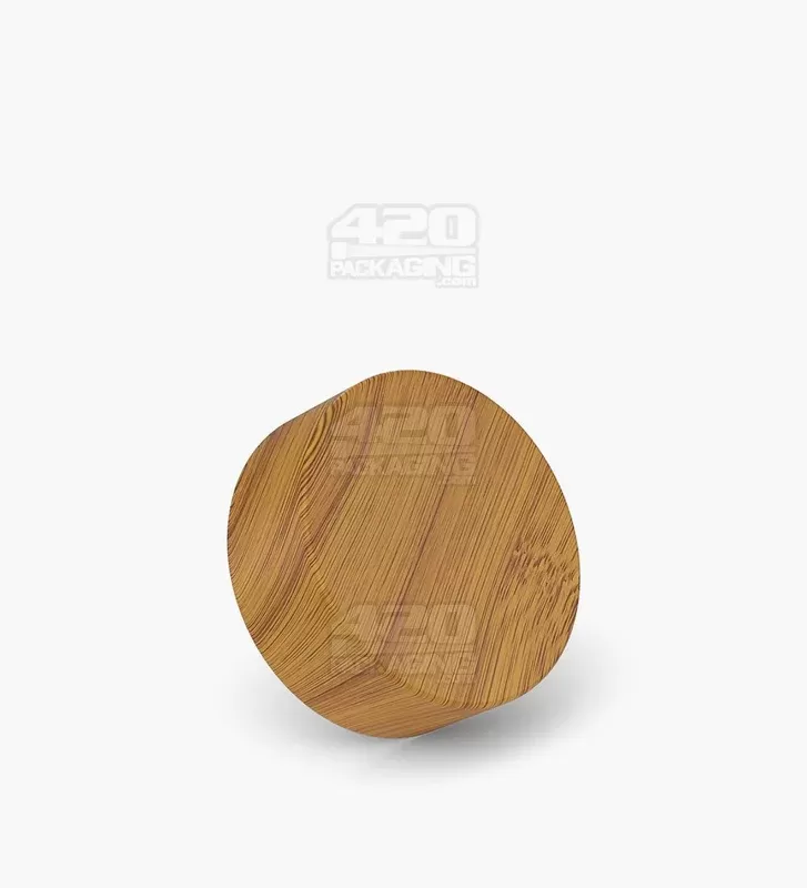 Child Resistant | Flat Push Down & Turn Plastic Caps w/ Foam Liner | 38mm – Bamboo Wood – 320 Count