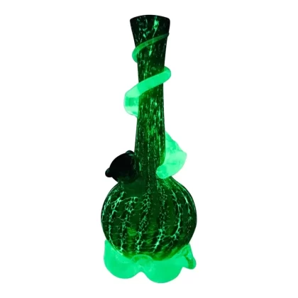 Noble Glass Glow in the Dark Ribbon Bong – 12in