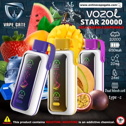Vozol Star Rechargeable Disposable Vape (20,000 Puffs) - Strawberry Mango / 20 mg