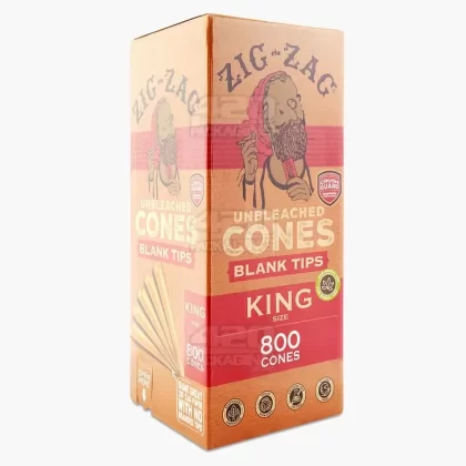 ZIG ZAG | King Size Pre-Rolled Cones w/ Blank Tips | 109mm – Unbleached Paper – 800 Count