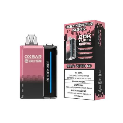 Oxbar Rocky Vapor M20K 20K Puffs Sour Peach GB Vape jetable rechargeable à puissance réglable 20 mg