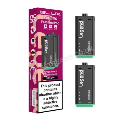 Elux Legend 1500 Lemon Peach Passionfruit Pods - Vapestreams Co