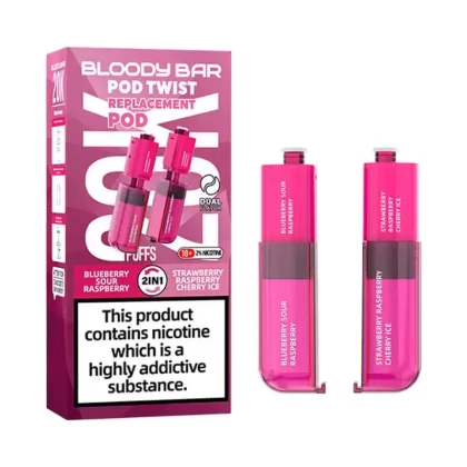 Bloody Bar Pod Twist 20K Blueberry Sour Raspberry/ Strawberry Raspberry Cherry Ice Prefilled Pod - Vapestreams Co
