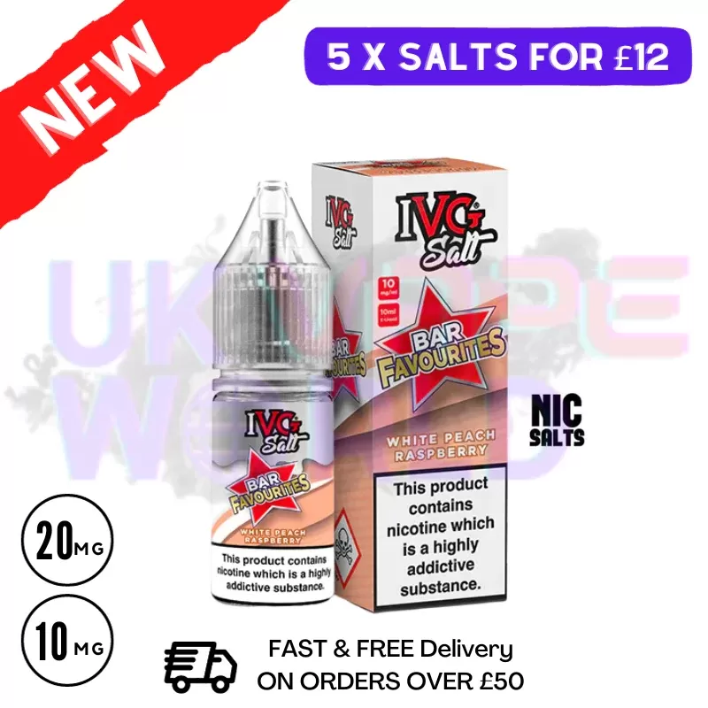 White Peach Raspberry IVG “Bar Favourites” Salt 10ml Nic Eliquid