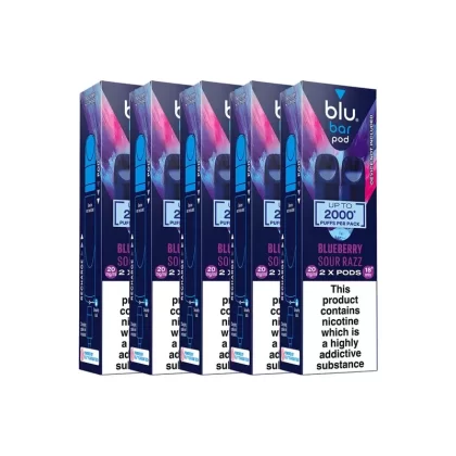 Blu Bar Blueberry Sour Razz Pod Bundle – 5 Boxes - Strength#20mg (DC7BF8) (DC7BF8)
