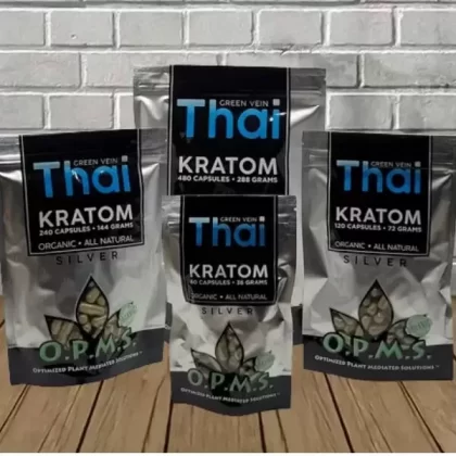 OPMS Silver – Green Vein – Thai Kratom Capsules - of capsules#120 Capsules>240 Capsules>480 Capsules