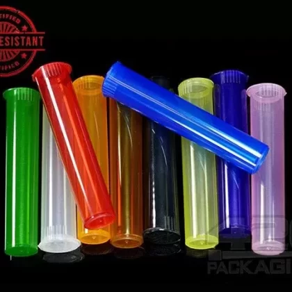 Squeezetops® 98mm Transparent Mix Child Resistant J-Tubes (073700-CR) 1000/Box
