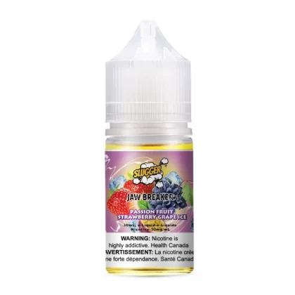 SLUGGER Jaw Breaker Salt – Passion Fruit Strawberry Grape Ice 30ml (20, 35, 50mg) - Vapebar Pk