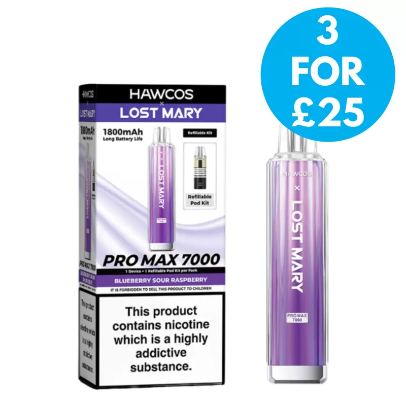 20mg Hawcos X Lost Mary Pro Max 7000 (7k Puffs) Vape - Vape Co