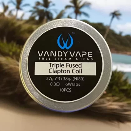 VANDY VAPE PREBUILT TRIPLE FUSED CLAPTON COIL NI80 0.3 OHM METAL BOX