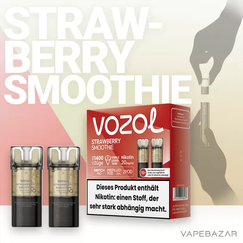 VOZOL Switch Pro Pods – Strawberry Smoothie – Prefilled Liquid – 2er Pack - Image 2