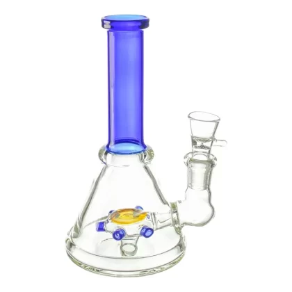 Prismatic Perc Bong – 6in - Color#Blue>Amber>Green