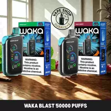 Waka Blast 50000 Puffs Disposable Vape 50mg Buy in UAE - Vape Product, 10PCS-1BOX; Banana Ice, Blueberry Raspberry