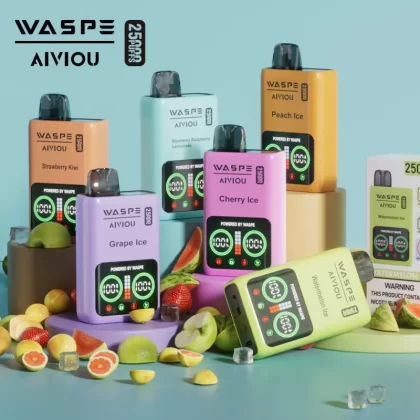 WASPE 25000 Puffs | 0%-5% strength, 25mL, dual mesh, LCD display, bulk disposable vape - Aiviouvapes