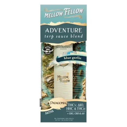Mellow Fellow Adventure Blend – Terp Sauce 1ml Disposable Spinner Vape – Blue Garlic (Sativa)
