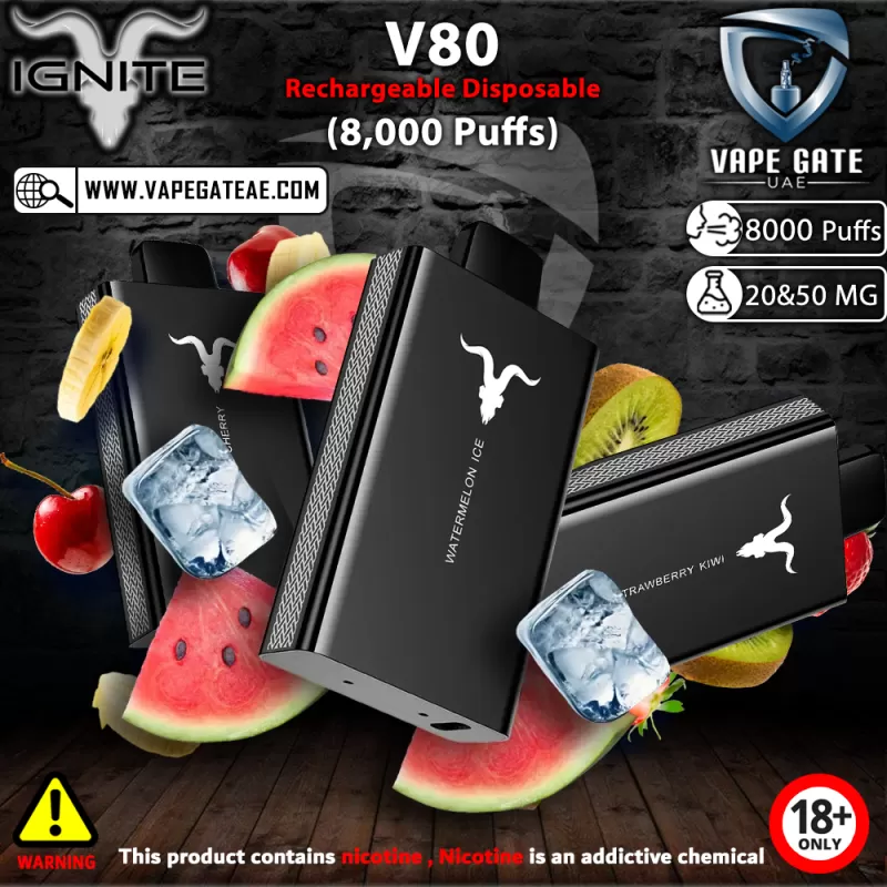 IGNITE - V80 Rechargeable Disposable Vape (8000 Puffs) - 20 mg / Blueberry Ice