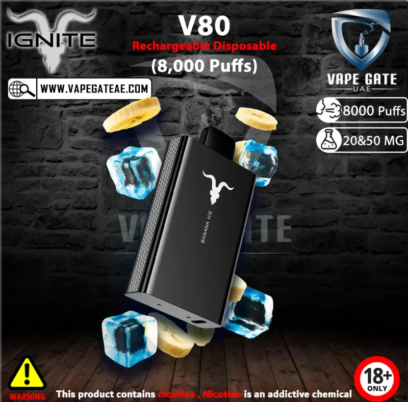 IGNITE - V80 Rechargeable Disposable Vape (8000 Puffs) - 20 mg / Blueberry Ice - Image 2