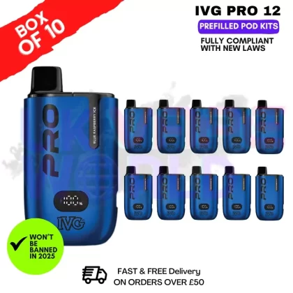 Blue Raspberry ICE IVG Pro 12 Box Of 10 Vape Kits